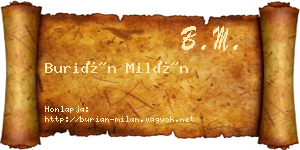 Burián Milán névjegykártya