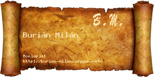Burián Milán névjegykártya