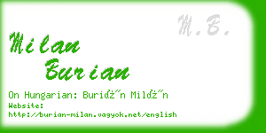 milan burian business card